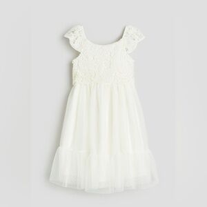 White Flower Girl Lace Tulle Dress Boho